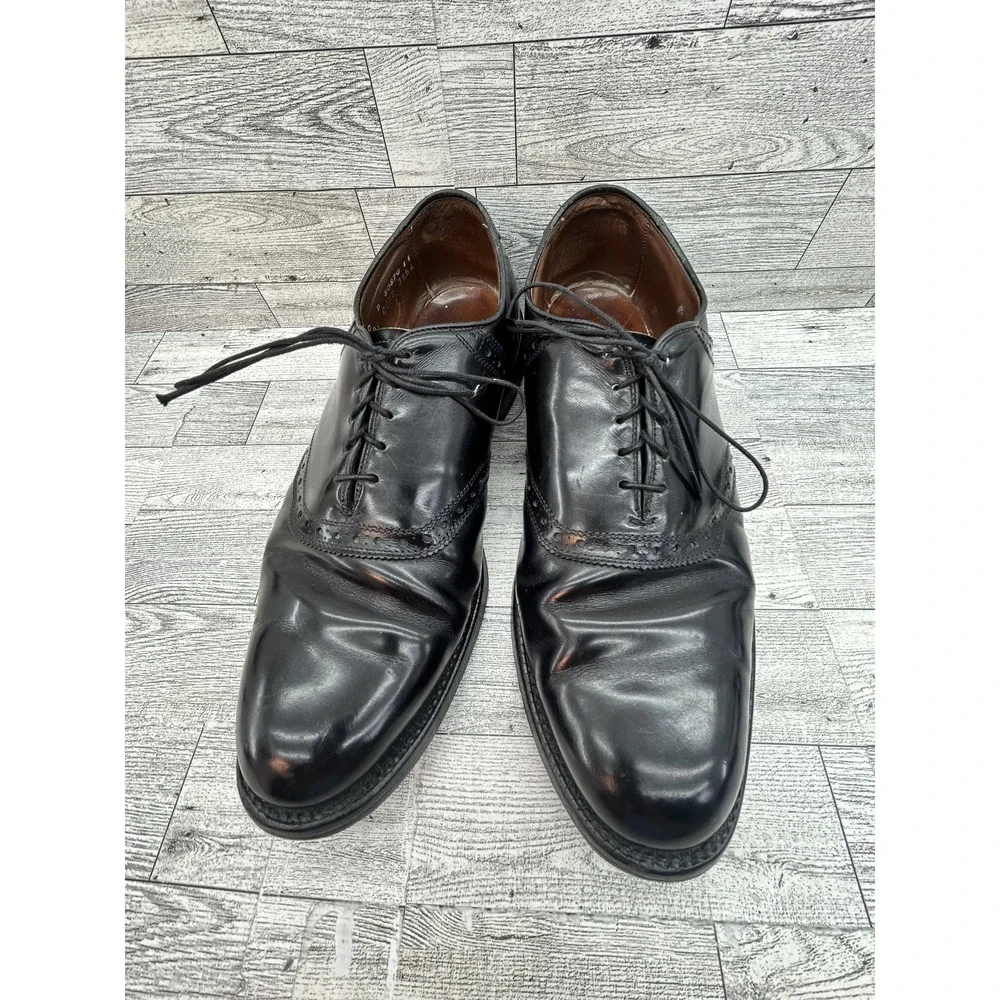 Allen Edmonds Polo Shoes Mens Size 10 Black Oxford Brogue Made USA Leather Dress